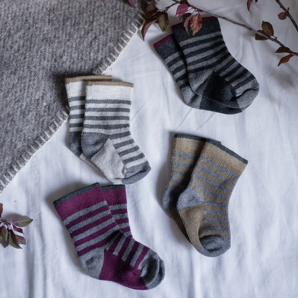 1  In The Family Baby Dalmau Socks Oatmeal Cream Stripes