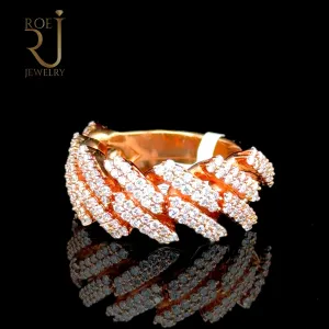 10K Rose Gold Cuban Ring with 2.20ct VS Diamonds