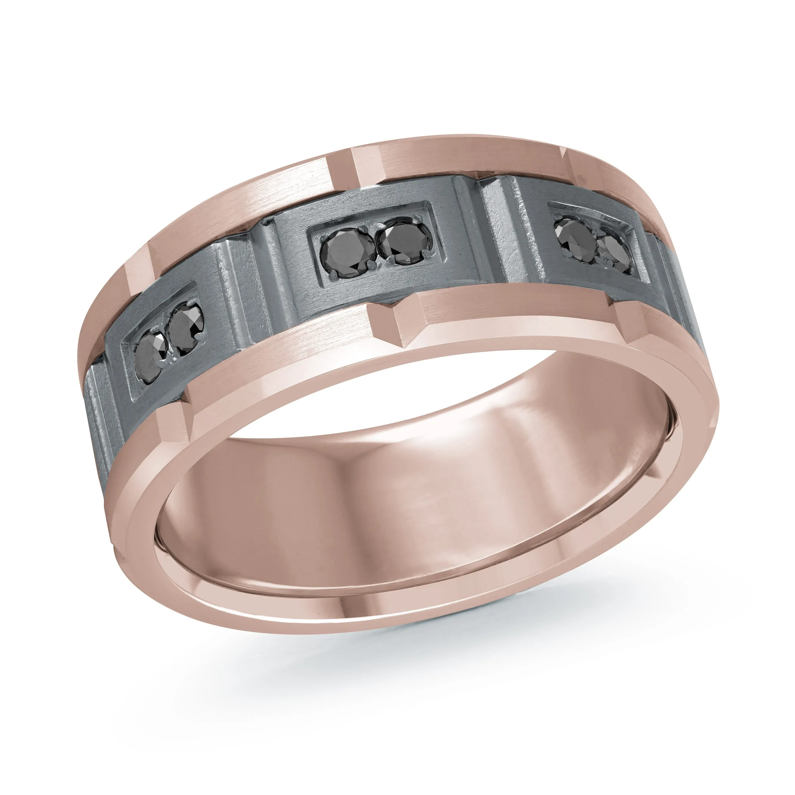 14K Rose Gold with Carbon Fiber Ring from the Tantalum Collection by Malo - MRDTN-054-9PBD