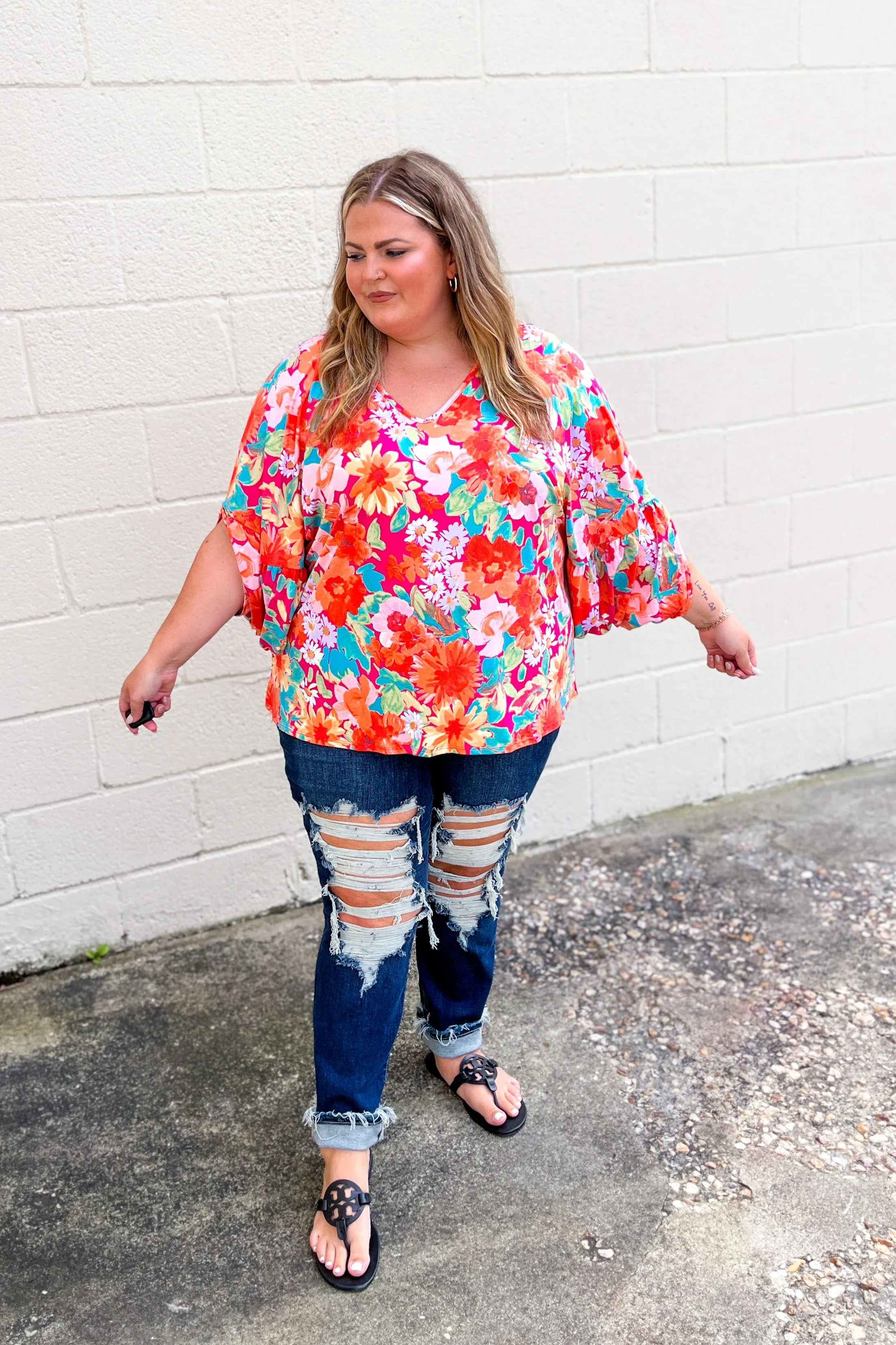 A Floral Dream Top, Fuchsia