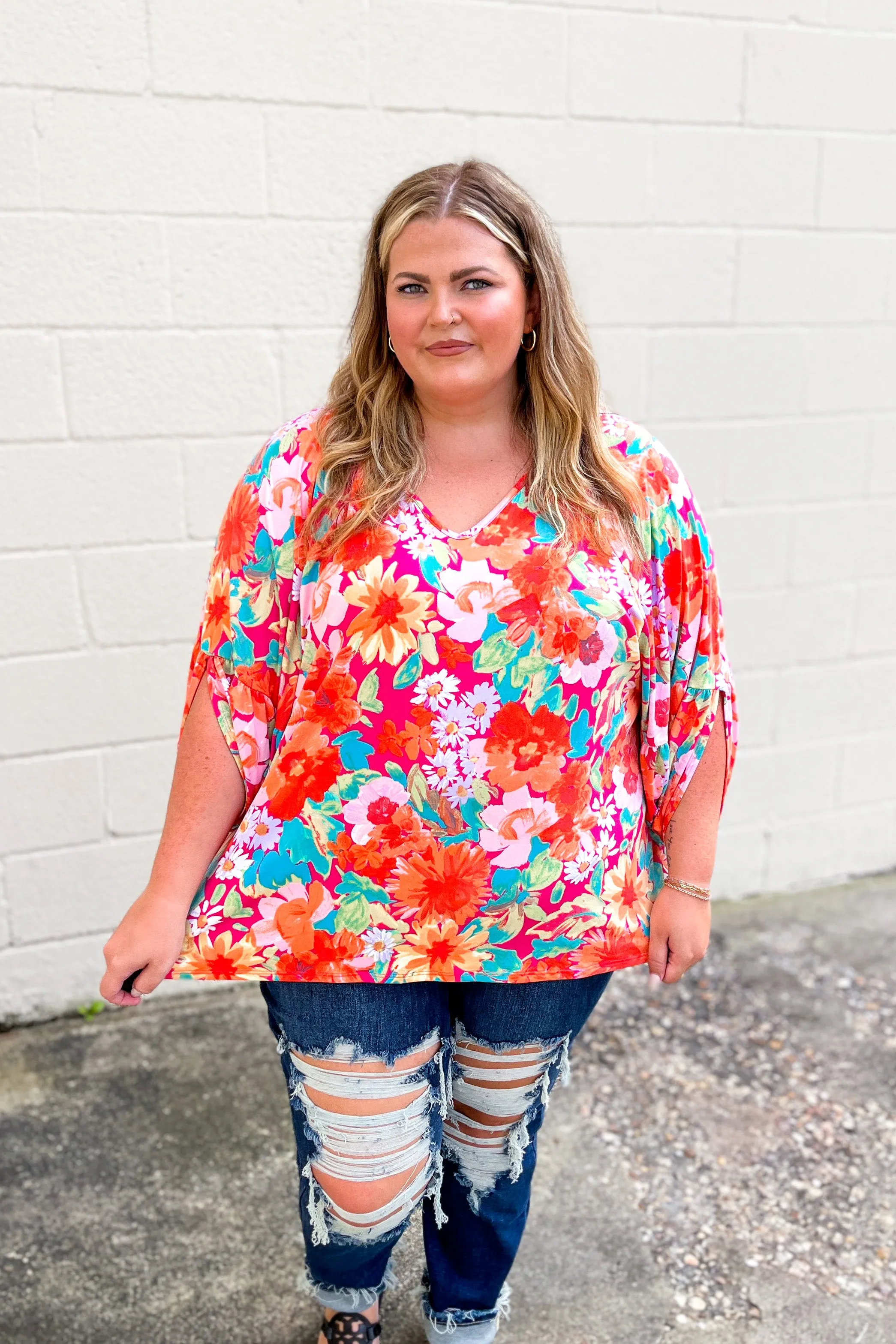 A Floral Dream Top, Fuchsia