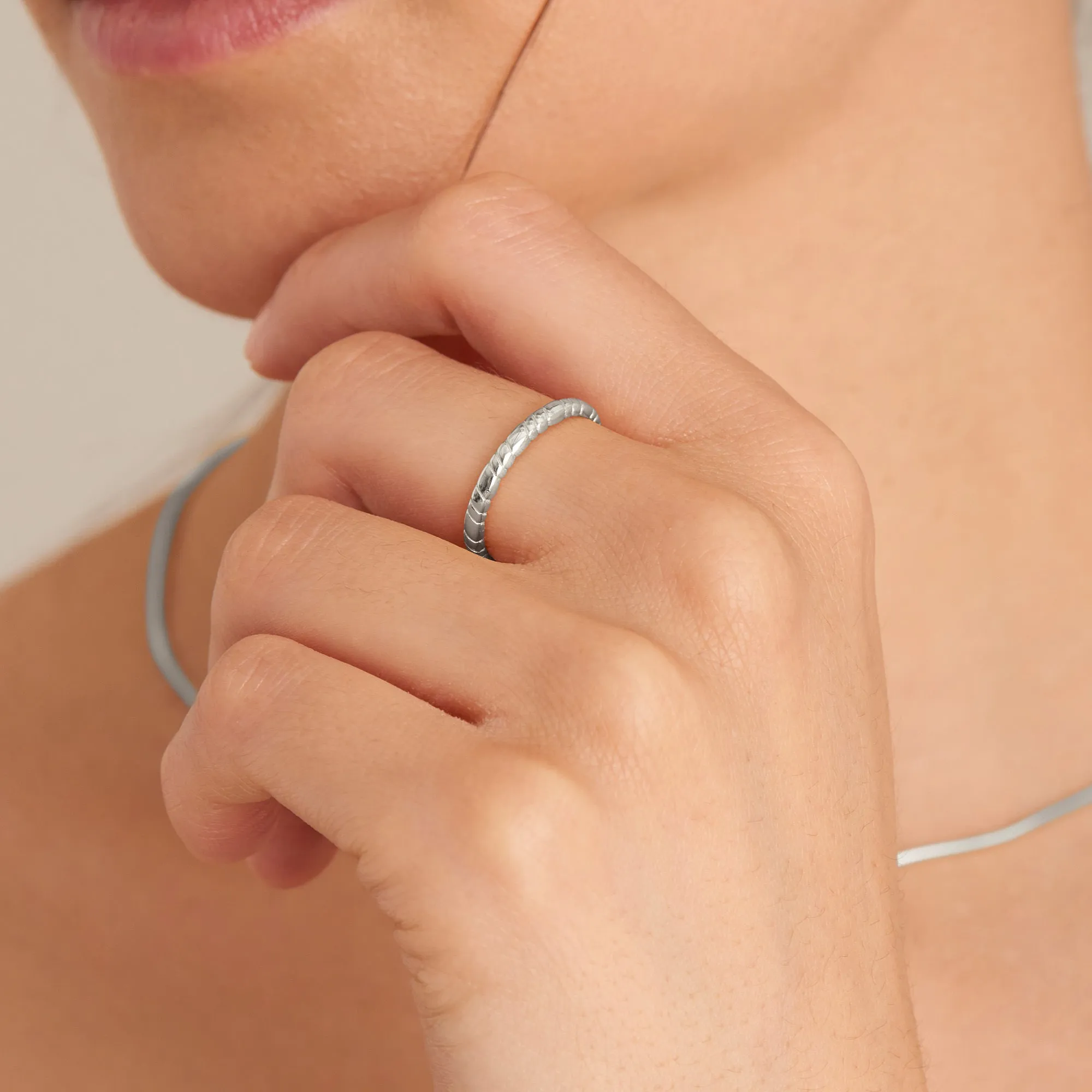 Ania Haie Silver Smooth Twist Thin Band Ring