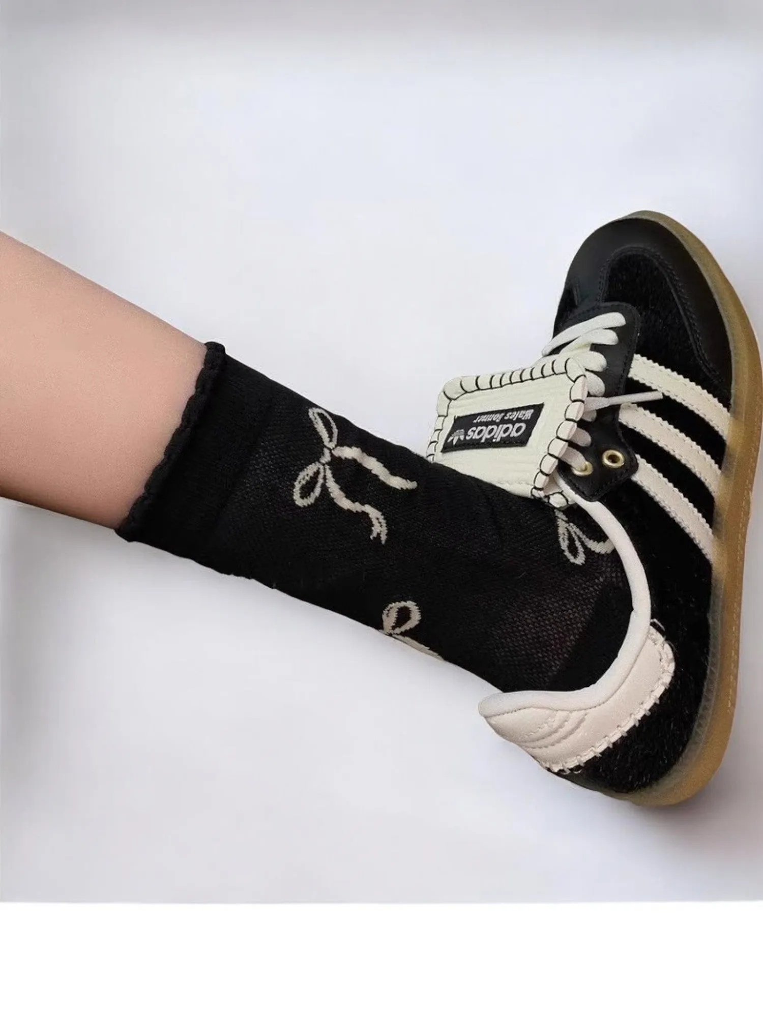 Anna-Kaci Women's Ribbon Bow Ankle Socks with Ruffled Edge Trim
