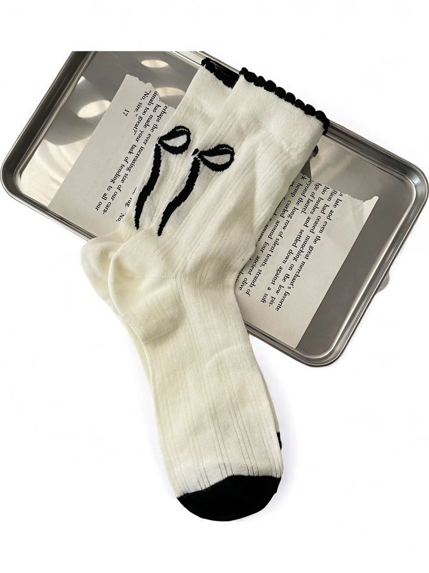 Anna-Kaci Women's Ribbon Bow Ankle Socks with Ruffled Edge Trim