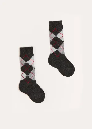 Argyle Knee Socks in Grey (2-10yrs)