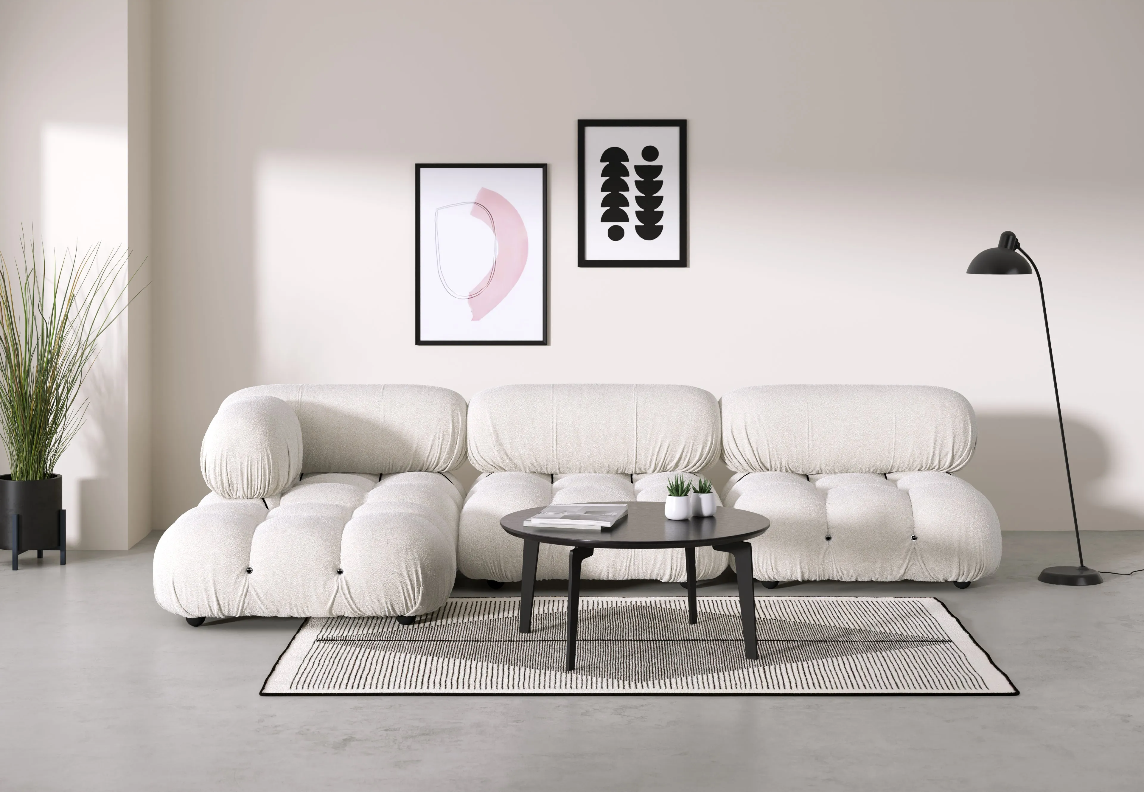 Belia - Belia Sectional, Left Chaise, White Boucle