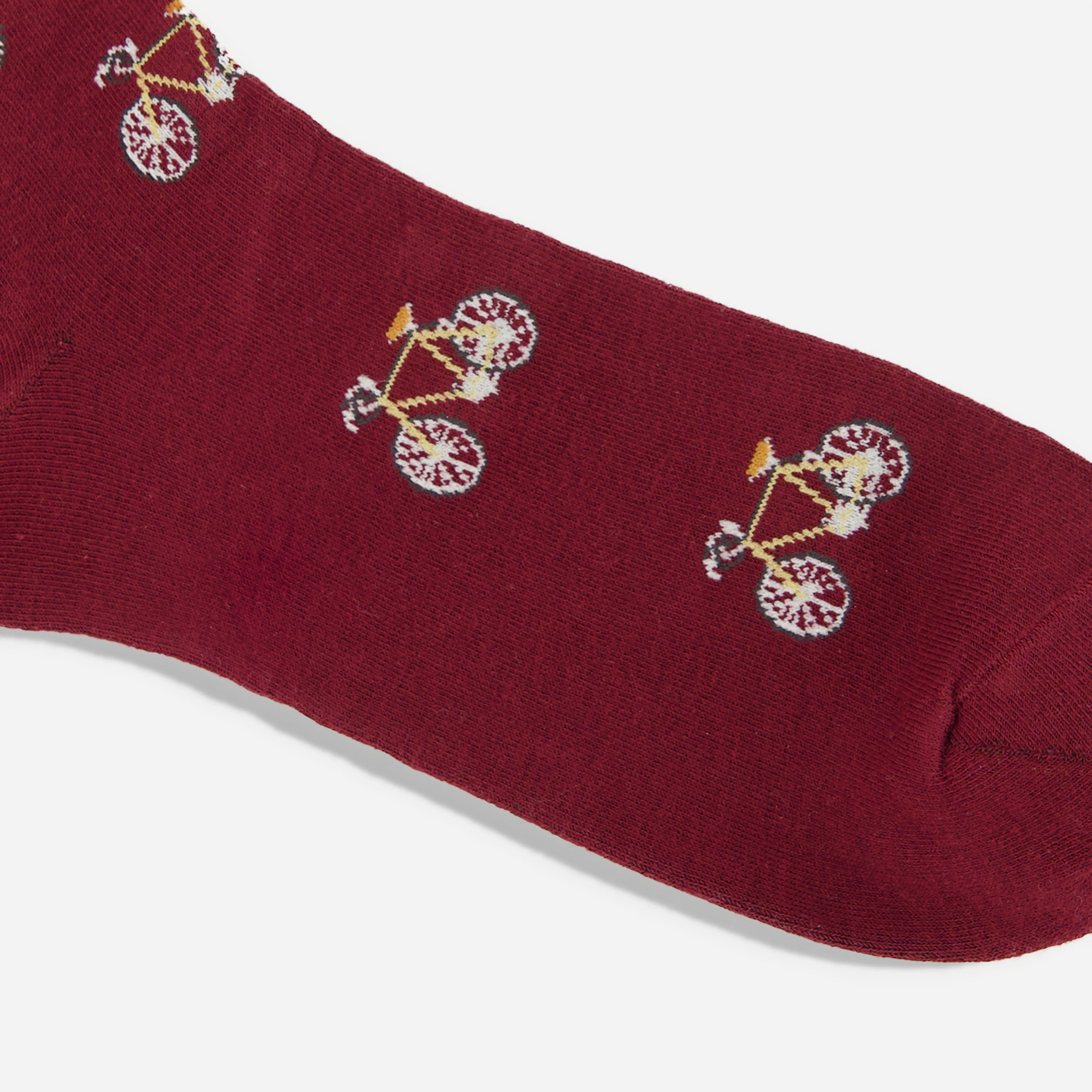 Bicycle Ride Burgundy Dress Socks