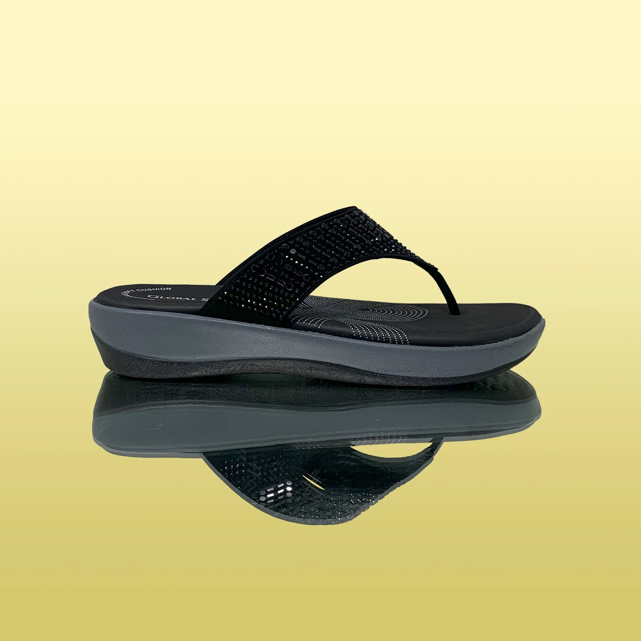 Black Rhinestone Flip-Flops