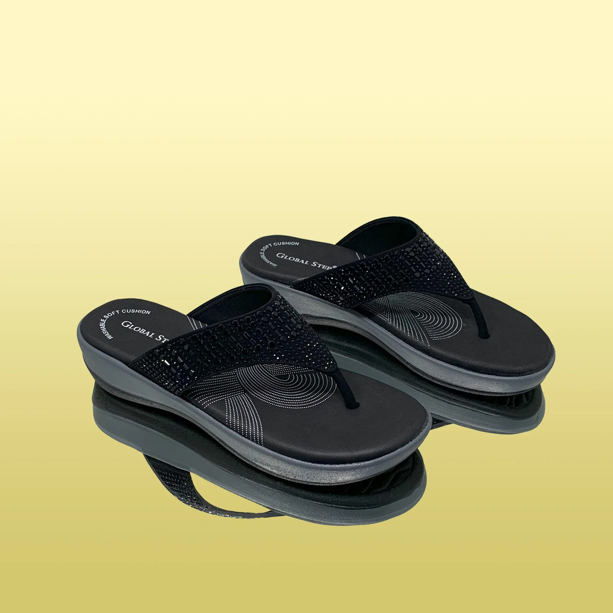 Black Rhinestone Flip-Flops