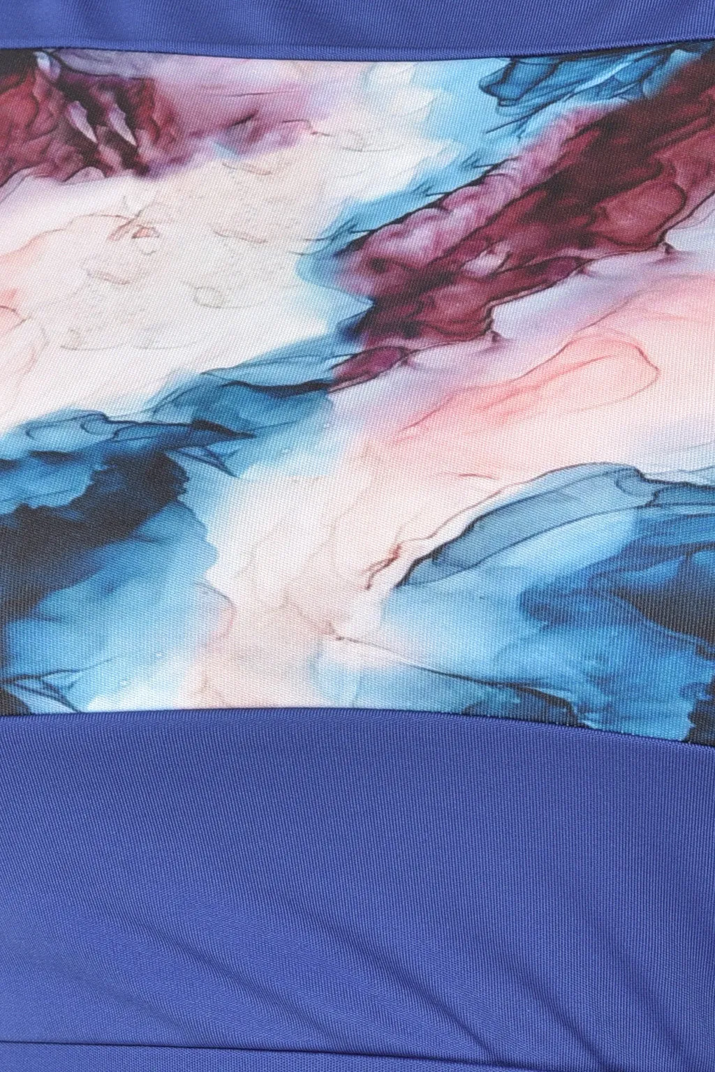 Blue Polyester Comfort-Fit Marble Print Crop Top
