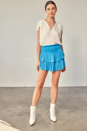 Blue Ruffle Mini Skort