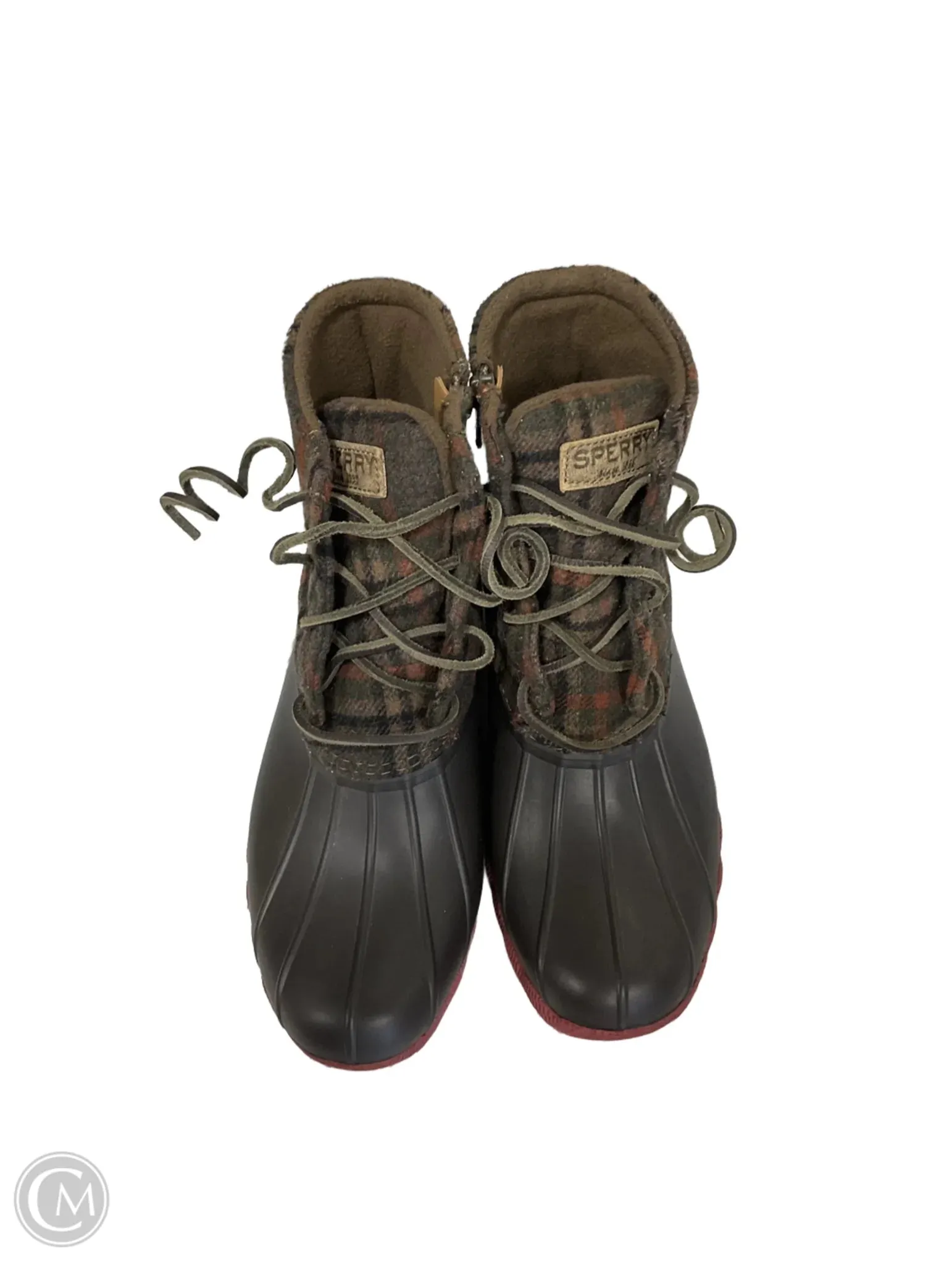 Boots Ankle Flats By Sperry In Plaid Pattern, Size: 7.5