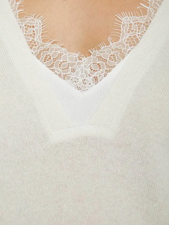 Brochu Walker - Lace Vee Layered Pullover in Ivory