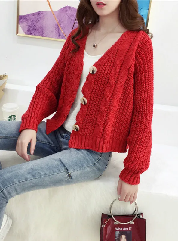 Button Long Sleeve Fashion Woman Small Sweaters