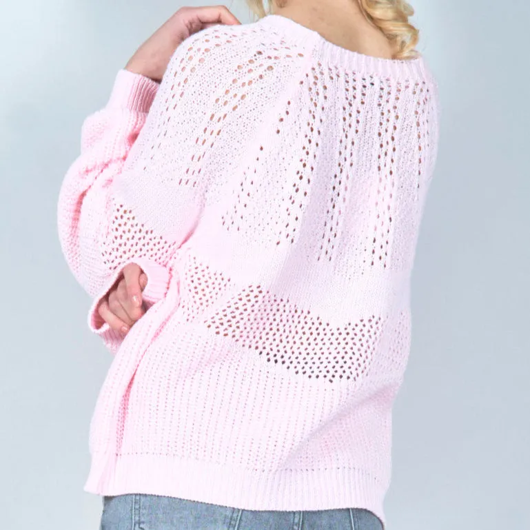 Button-up crochet knit cardigan wholesale