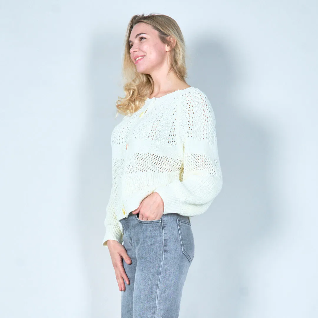 Button-up crochet knit cardigan wholesale