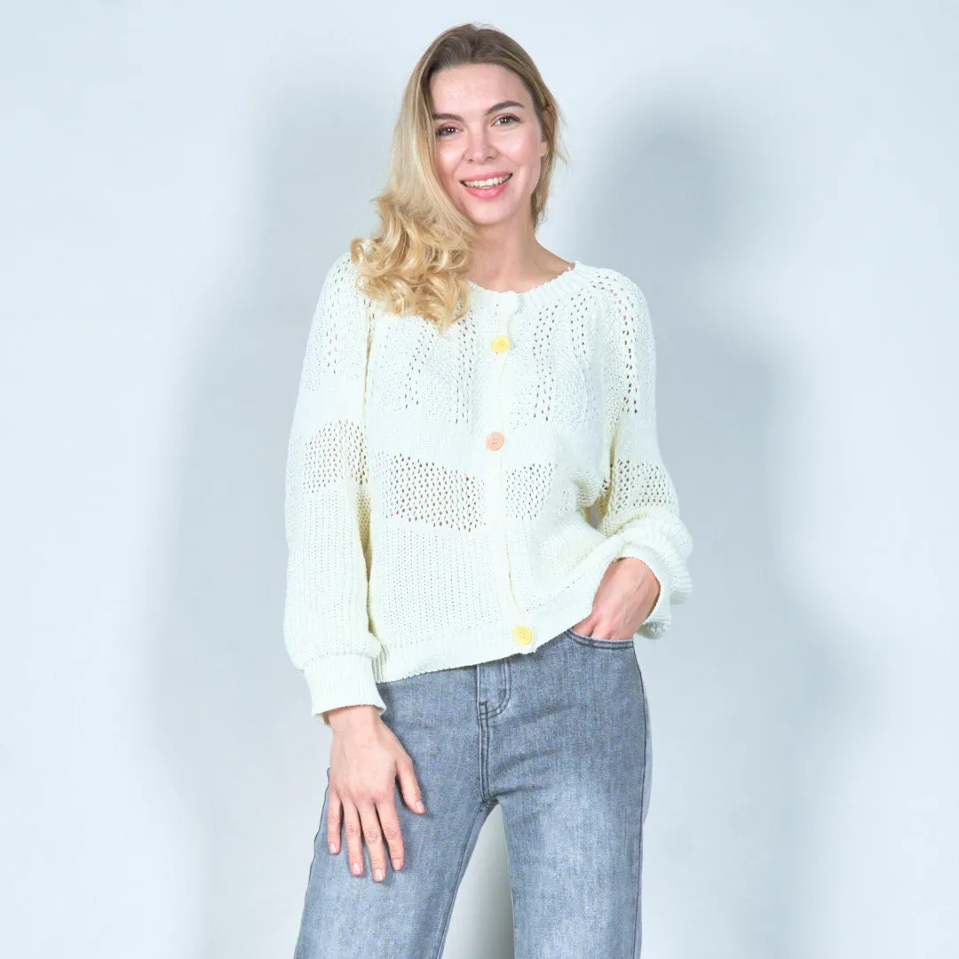 Button-up crochet knit cardigan wholesale