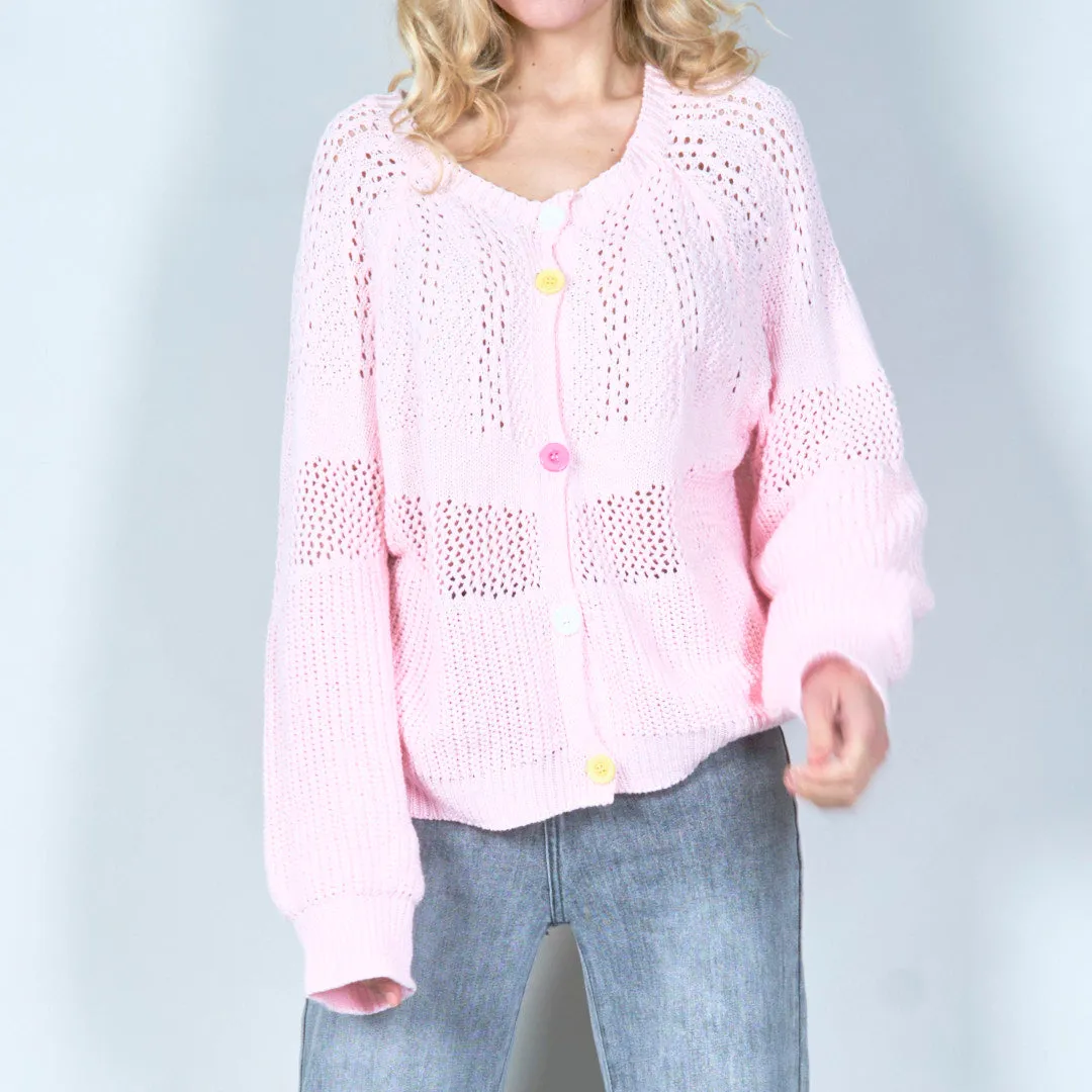 Button-up crochet knit cardigan wholesale