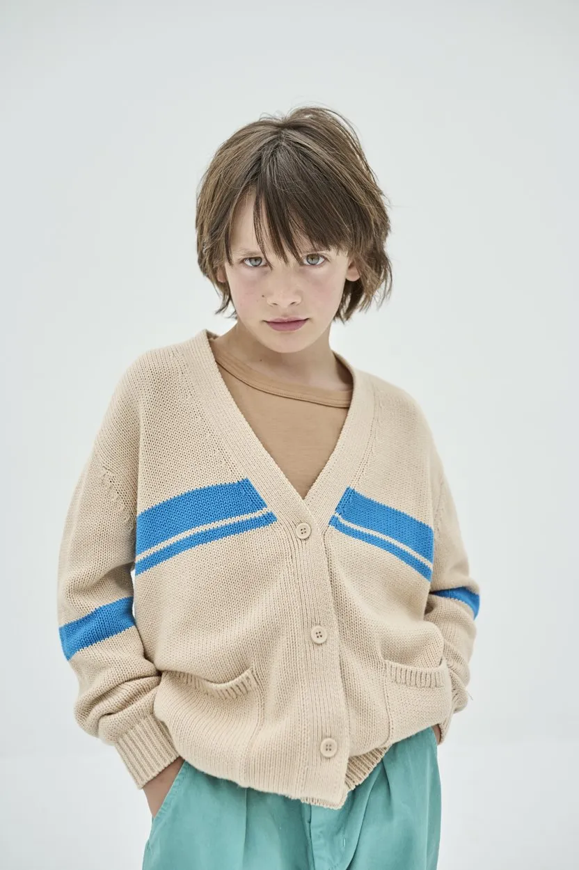 Cardigan Knit Grandpa Sand Stripe