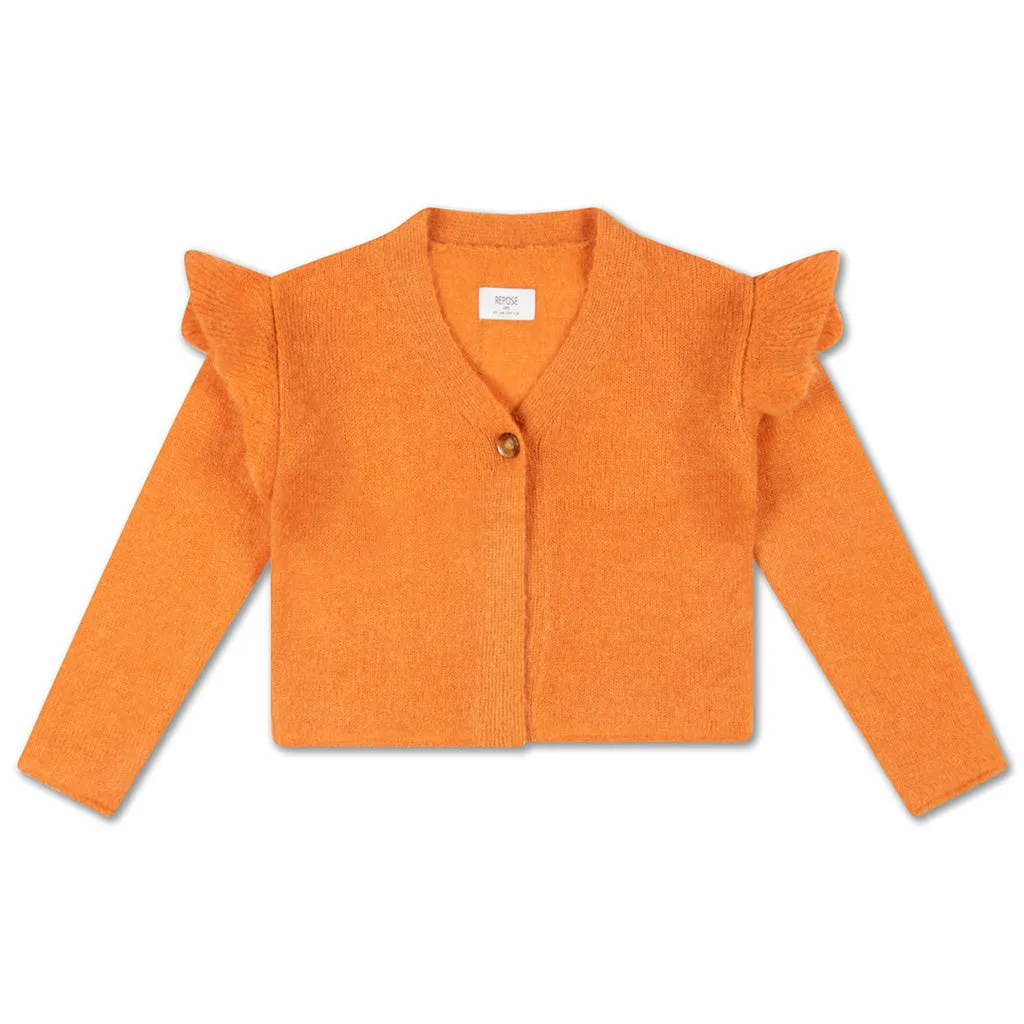 Cardigan Knit Ruffle Dusty Peach