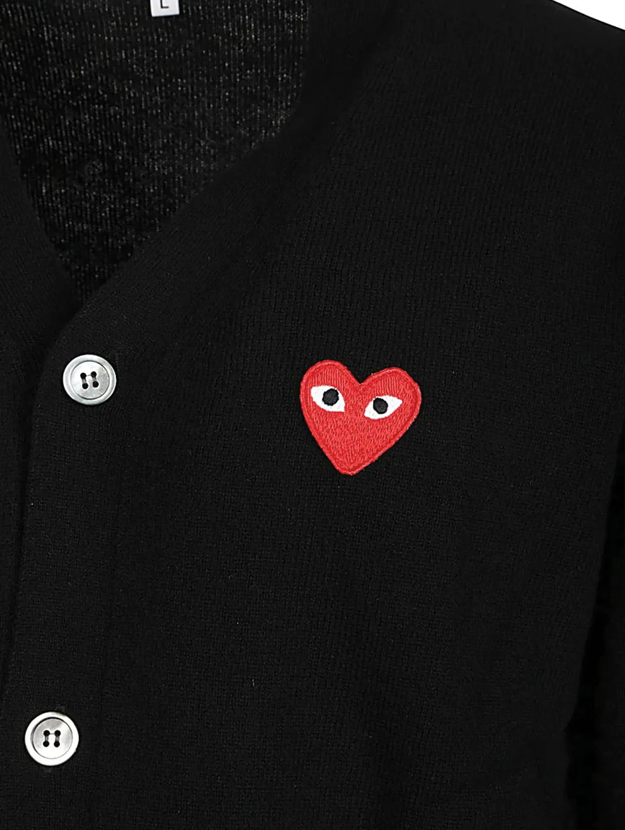CDG PLAY Black Embroidered Logo Cardigan