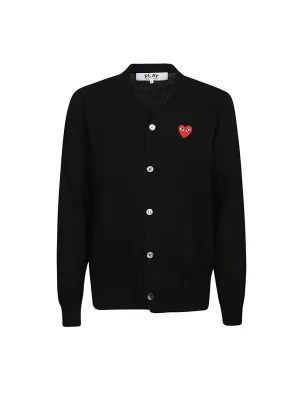 CDG PLAY Black Embroidered Logo Cardigan