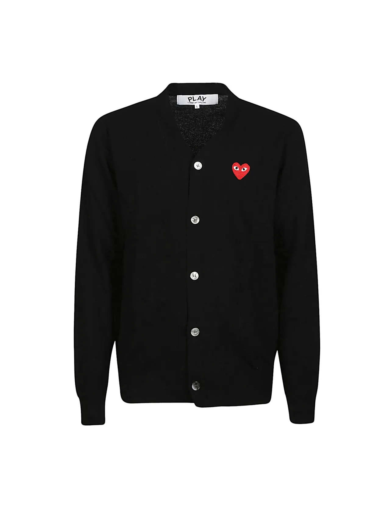 CDG PLAY Black Embroidered Logo Cardigan