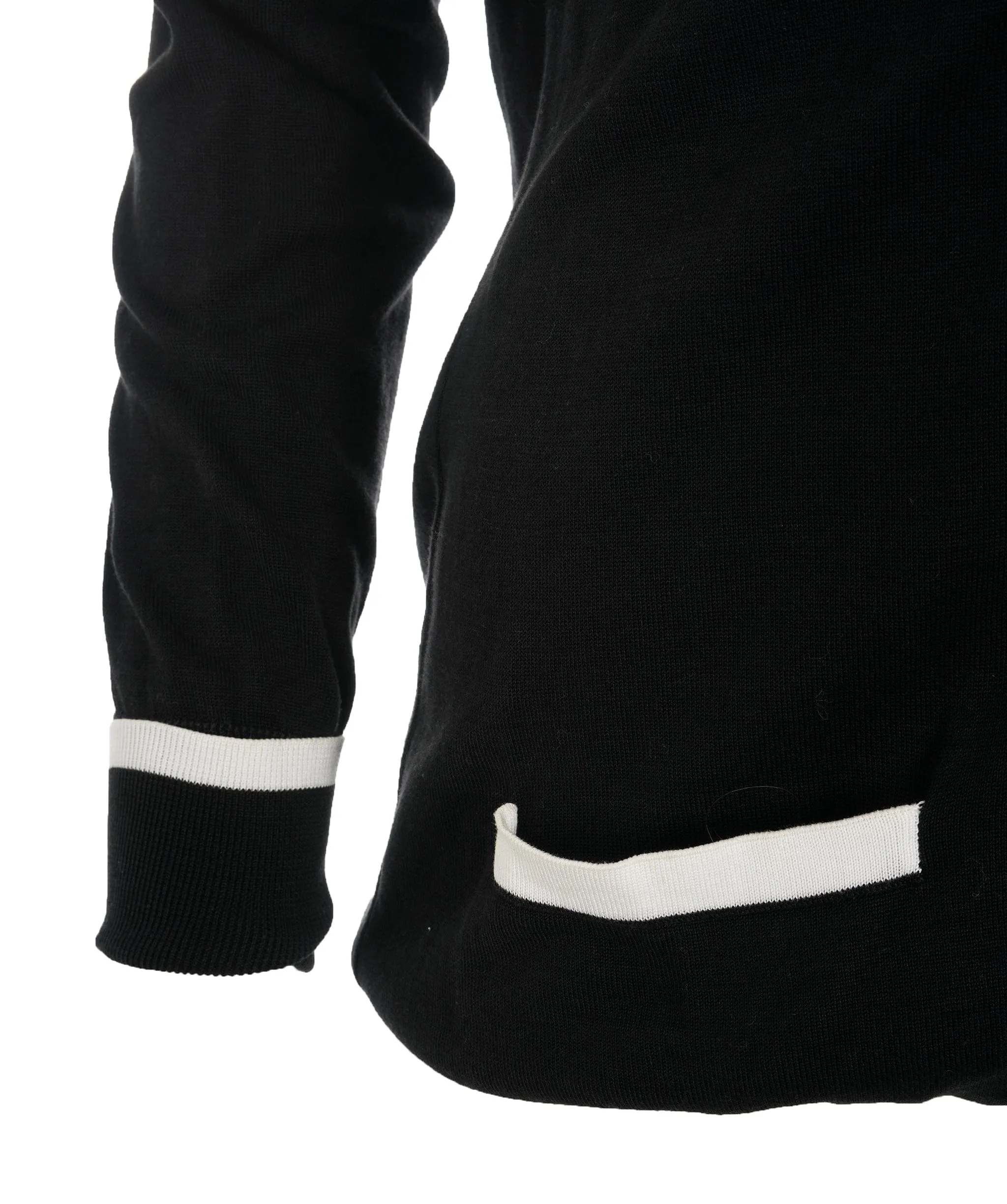 Chanel 96P CC Buttons Cotton Cardigan Black White #$44 ASL10434
