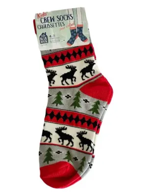 Children's Socks Elk Fair Isle Red/White So3WIM0517