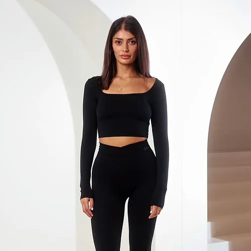 Chrysta Smooth Long Sleeve Midi - Black