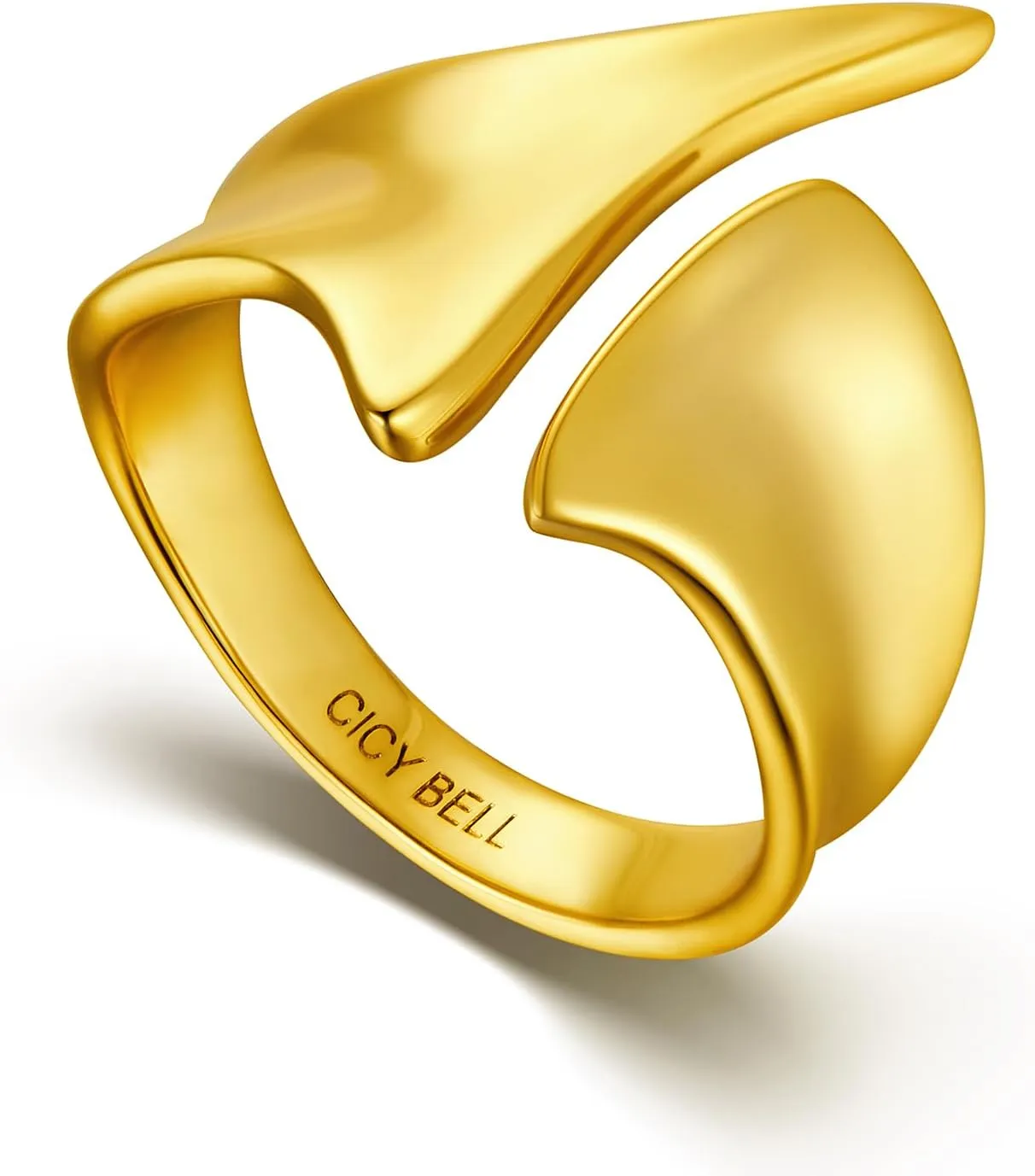 Cicy Bell Womens 18k Gold Plated Open Rings Asymmetrical Chunky Stackble Statement Rings Band Trendy Birthday Jewelry Gifts