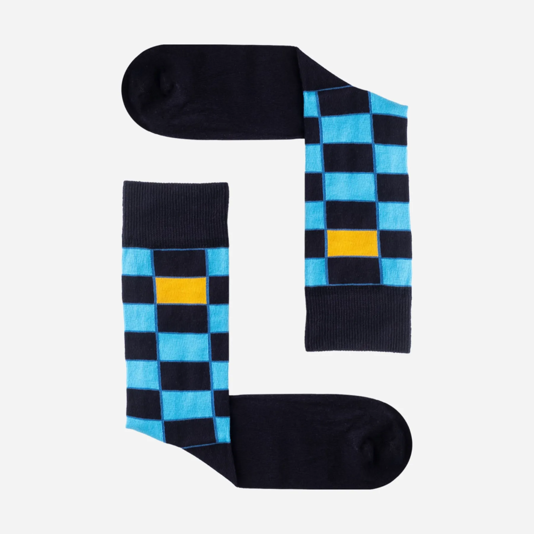 Cotton, Colourful, Blue, Checked Socks