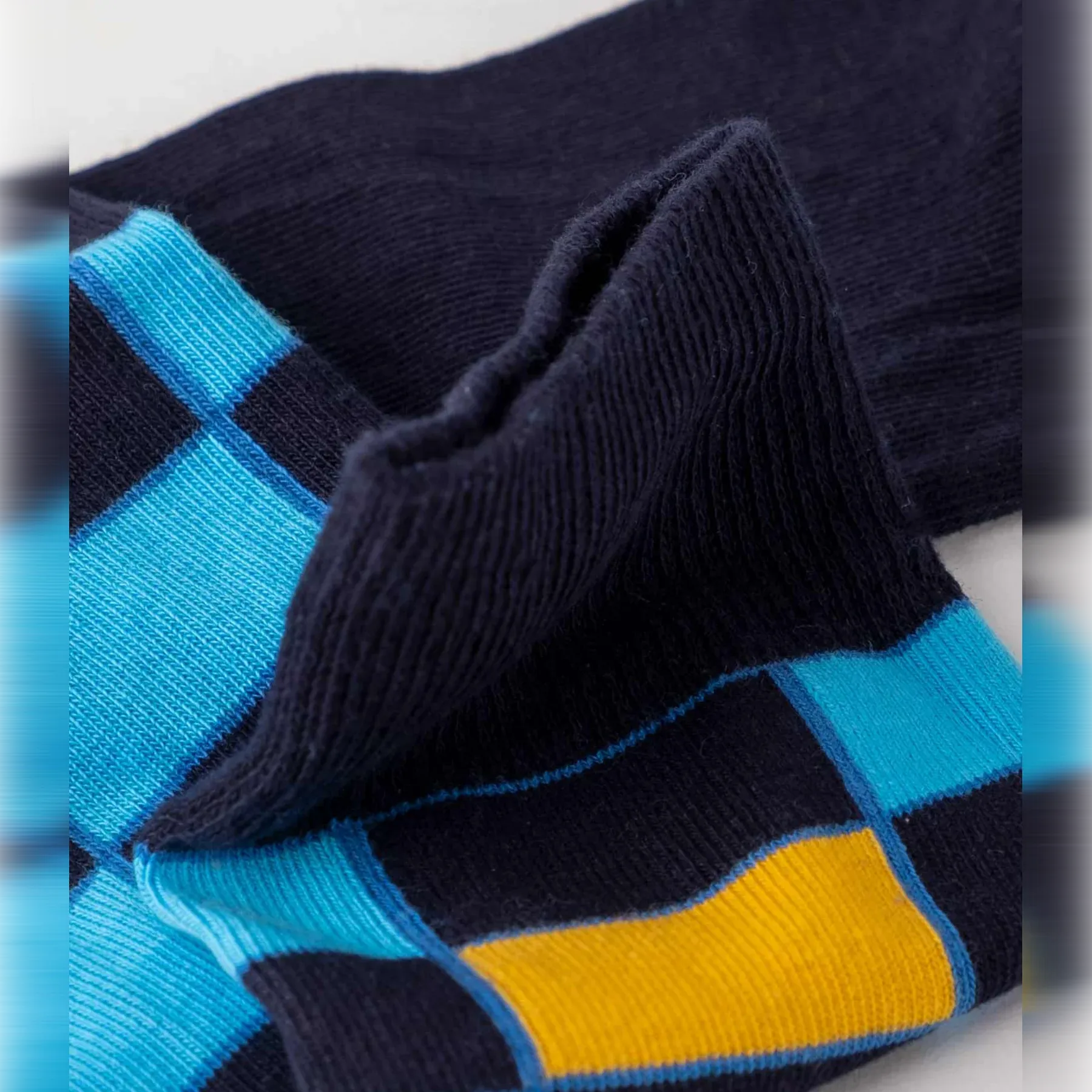 Cotton, Colourful, Blue, Checked Socks