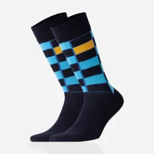 Cotton, Colourful, Blue, Checked Socks