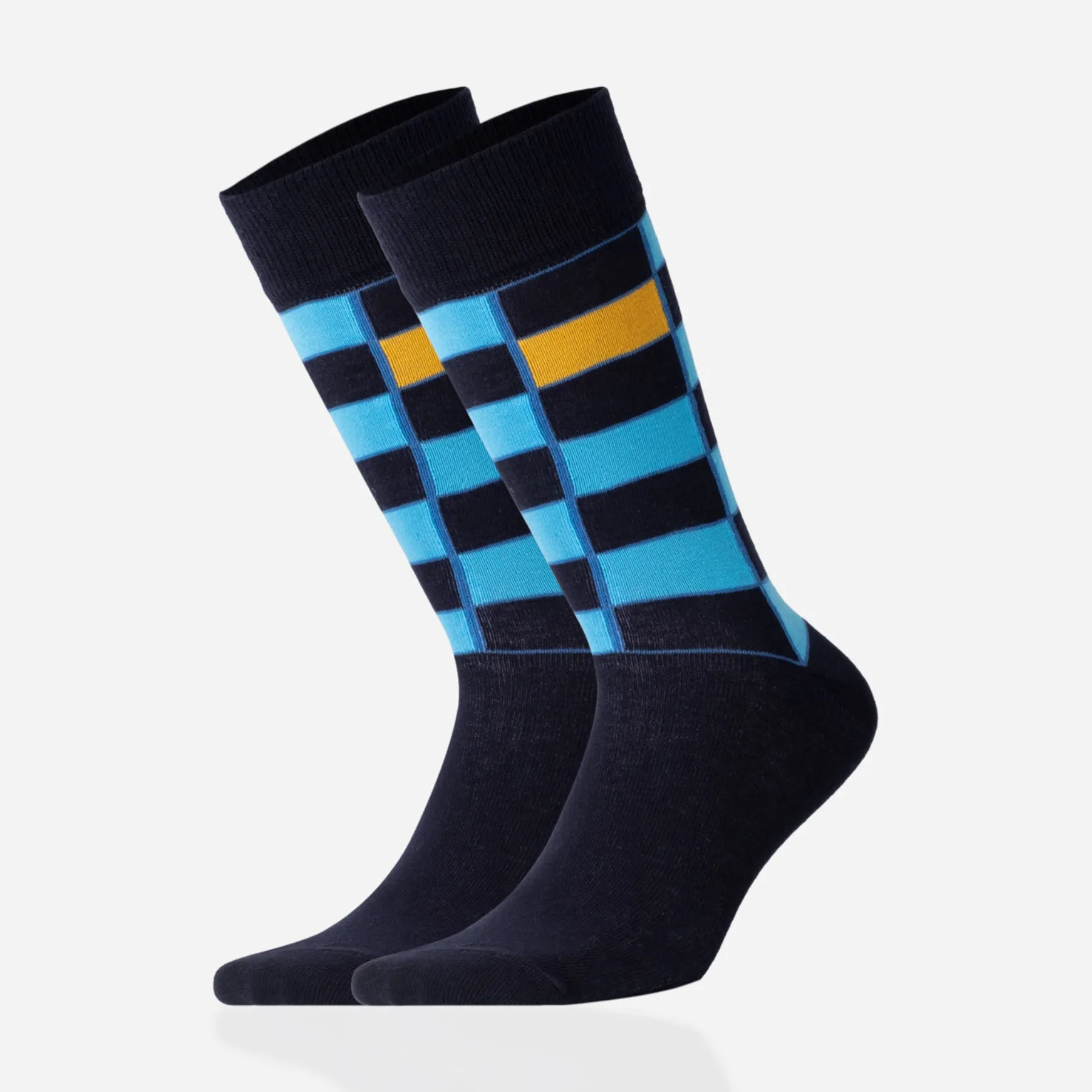 Cotton, Colourful, Blue, Checked Socks