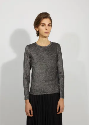 Cotton Polyester Lame Smooth Long Sleeve Top