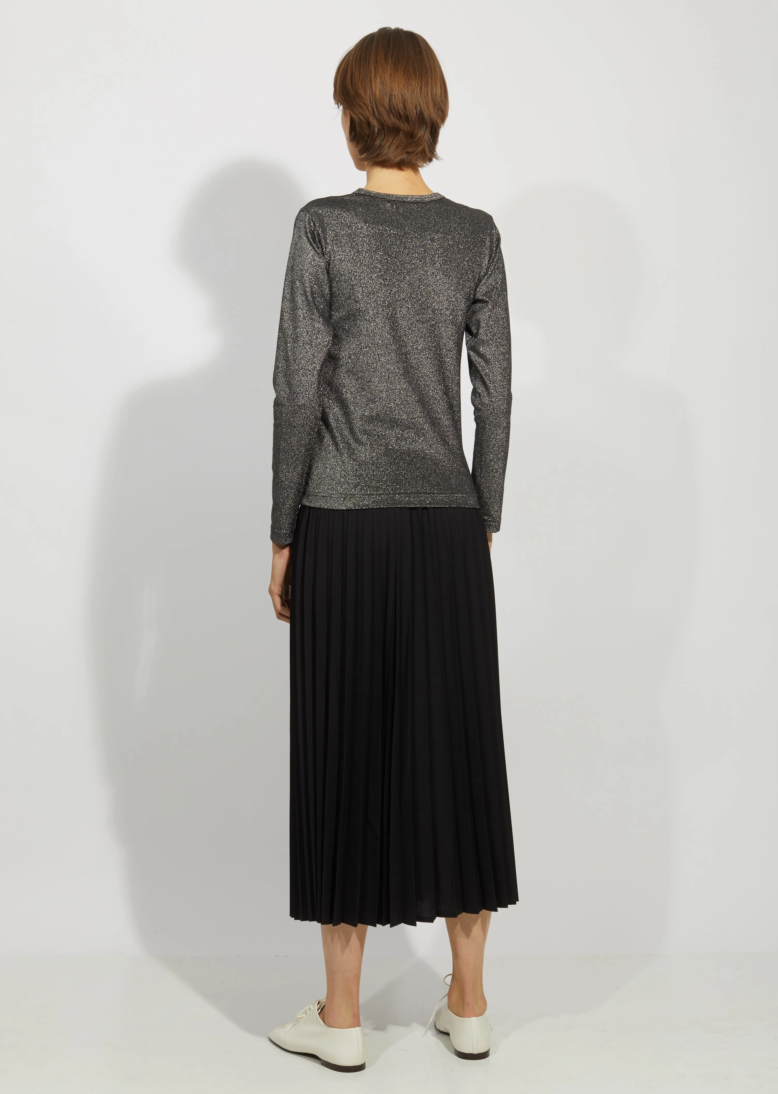 Cotton Polyester Lame Smooth Long Sleeve Top