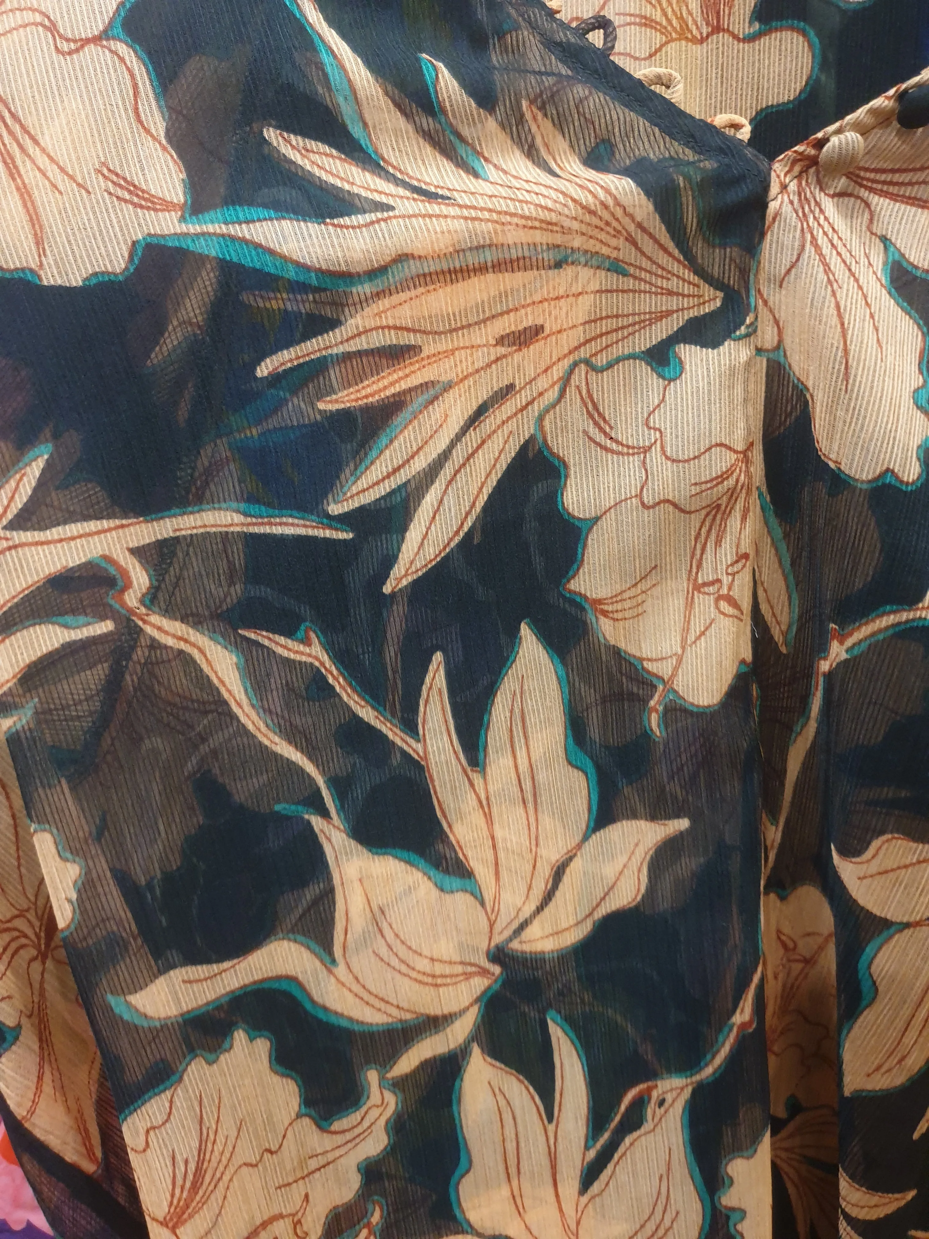 Country Road floral semi-sheer long sleeve top size 16