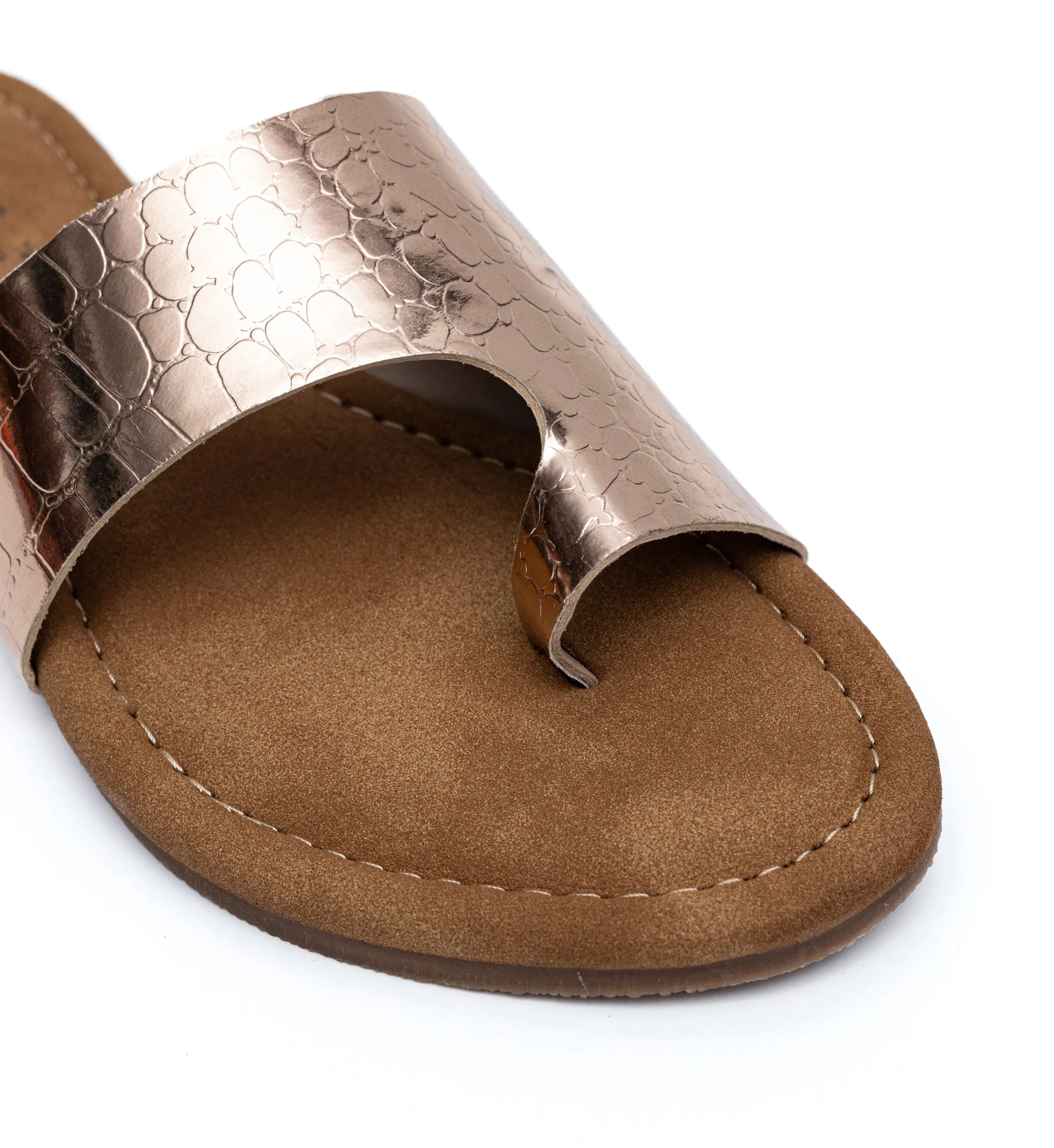 Croc Thumb Flats - Rose Gold