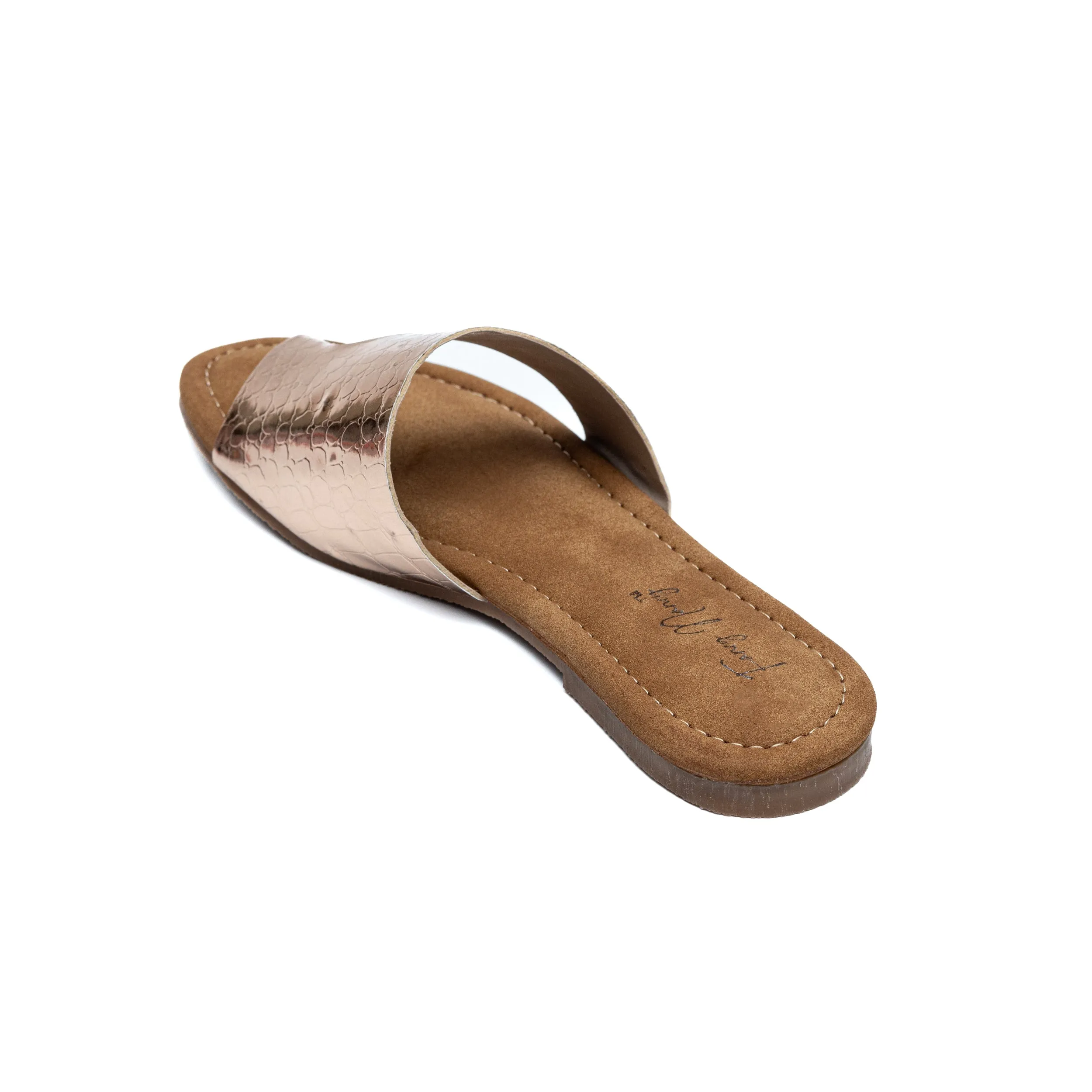 Croc Thumb Flats - Rose Gold