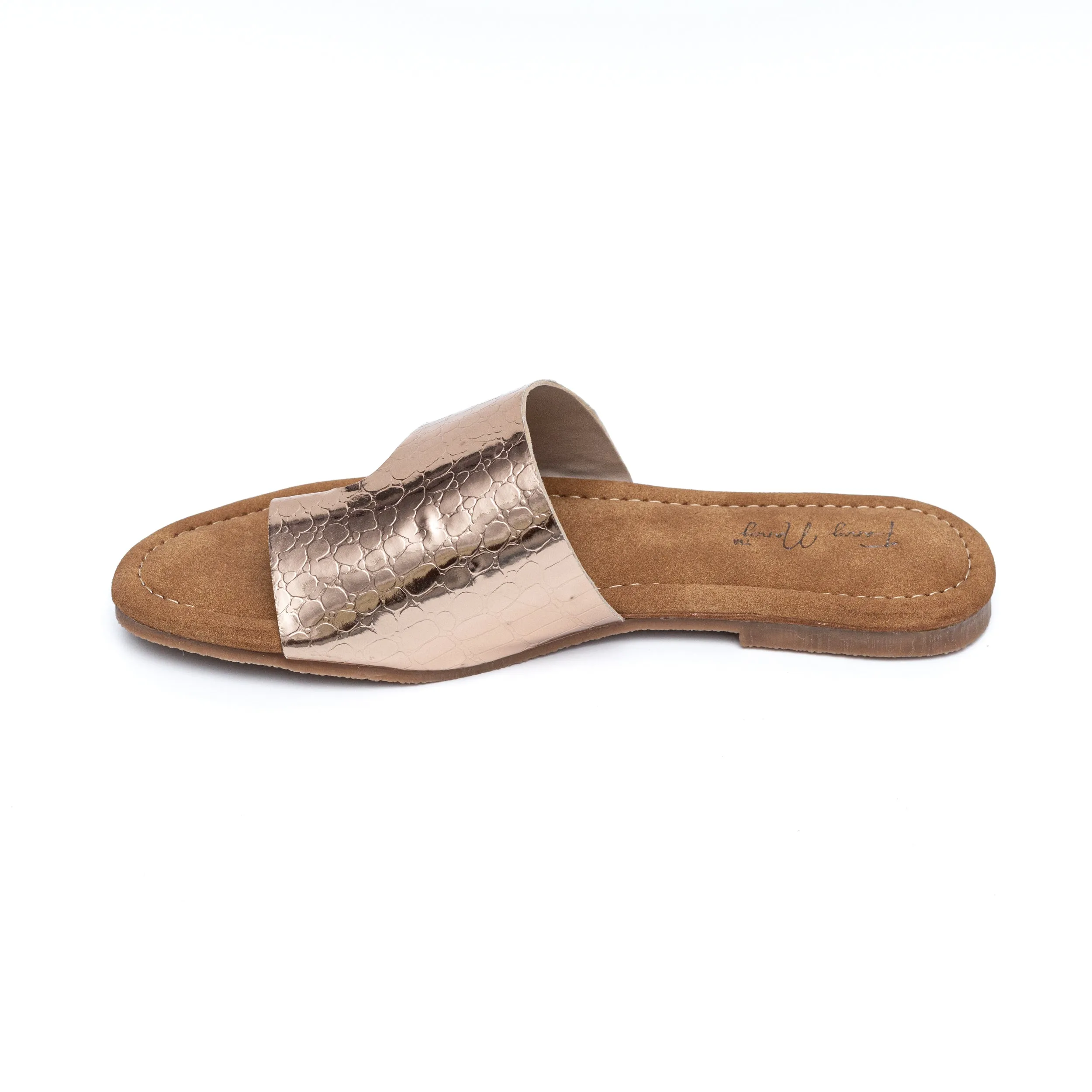 Croc Thumb Flats - Rose Gold