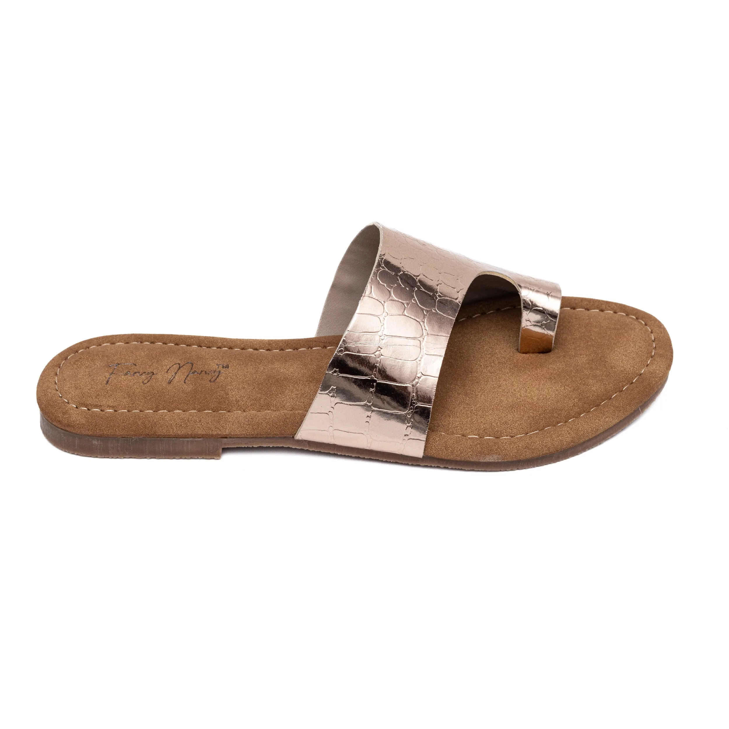 Croc Thumb Flats - Rose Gold