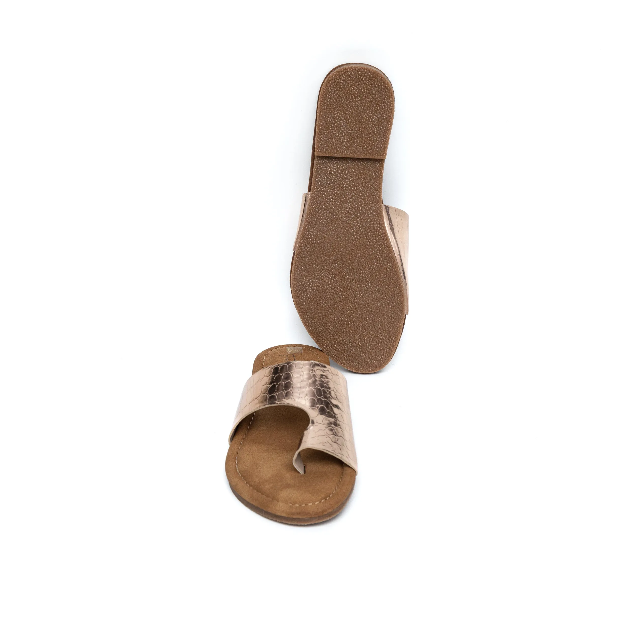 Croc Thumb Flats - Rose Gold