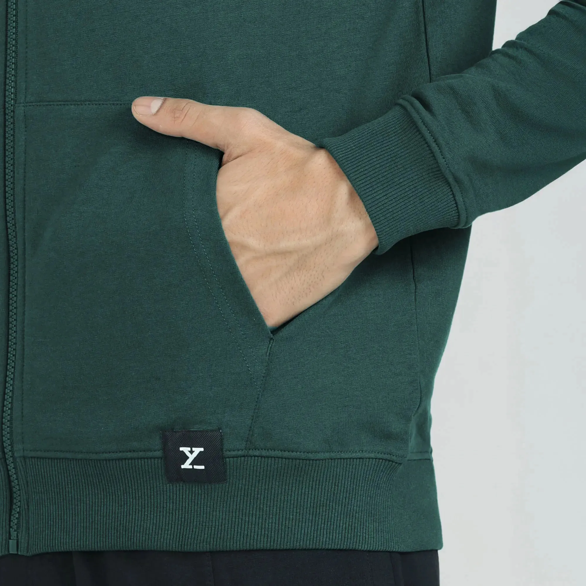 Cruze French Terry Cotton Hoodie Jackets Forest Green