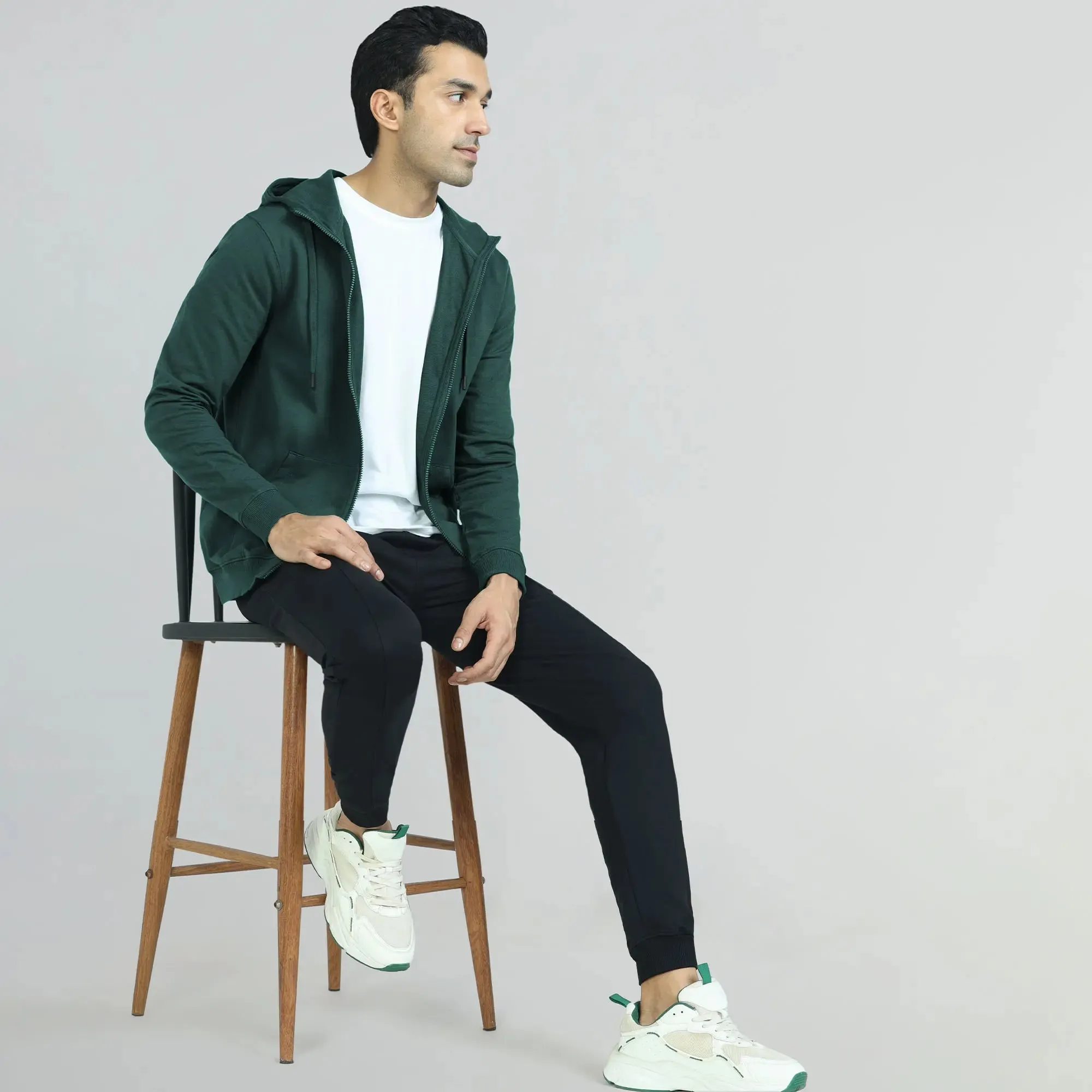 Cruze French Terry Cotton Hoodie Jackets Forest Green