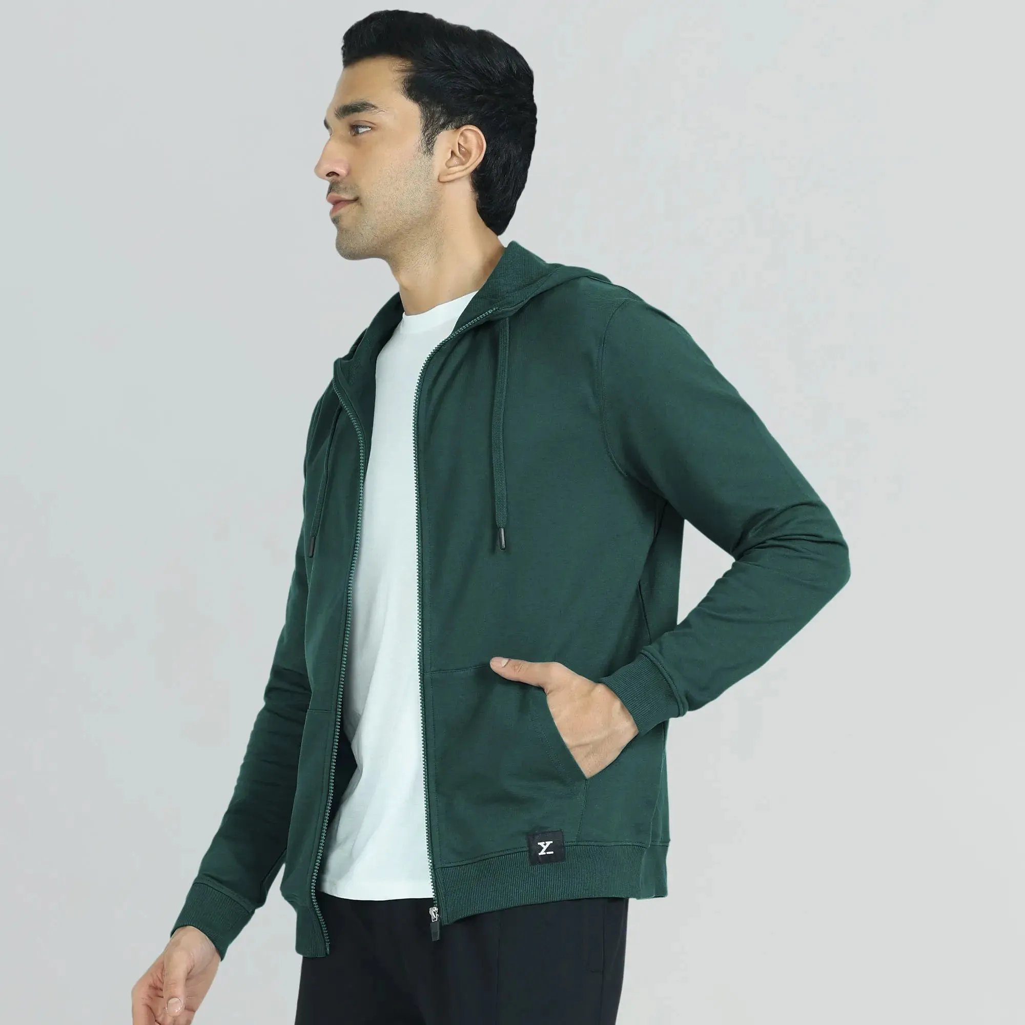 Cruze French Terry Cotton Hoodie Jackets Forest Green
