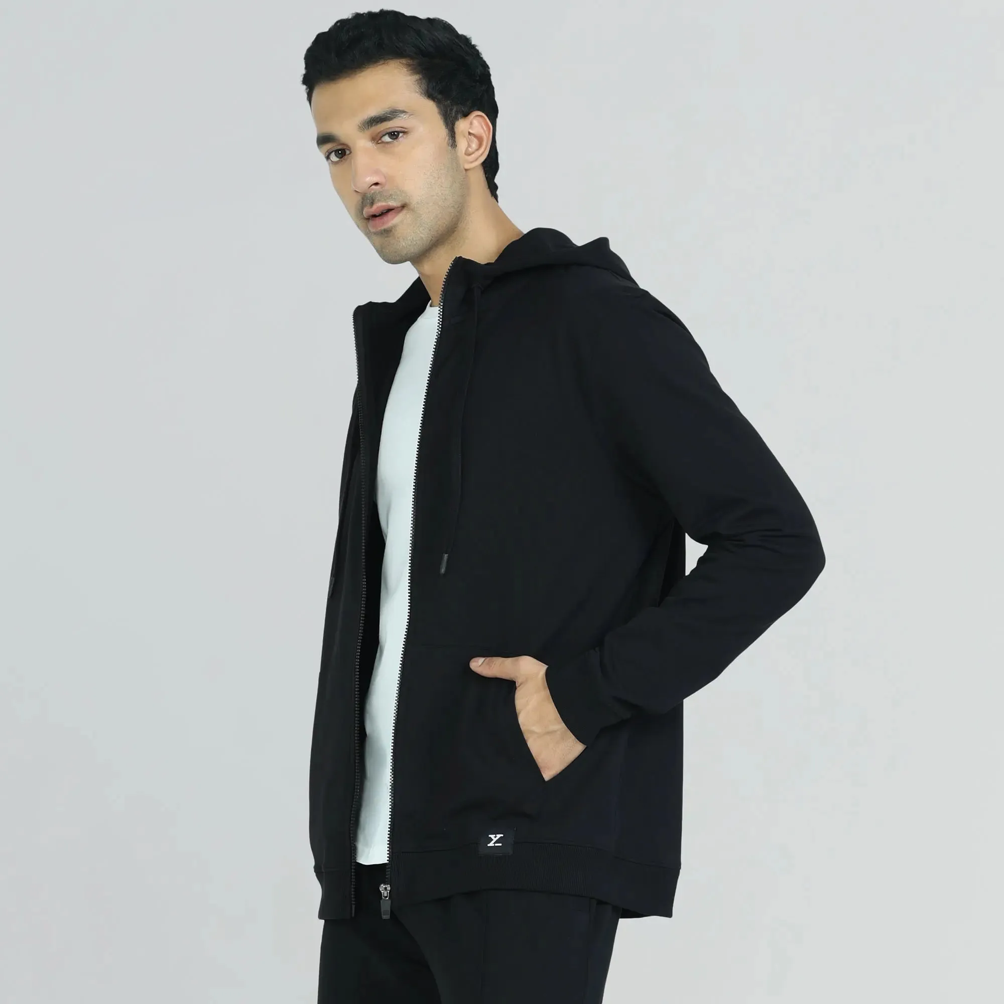 Cruze French Terry Cotton Hoodie Jackets Pitch Black