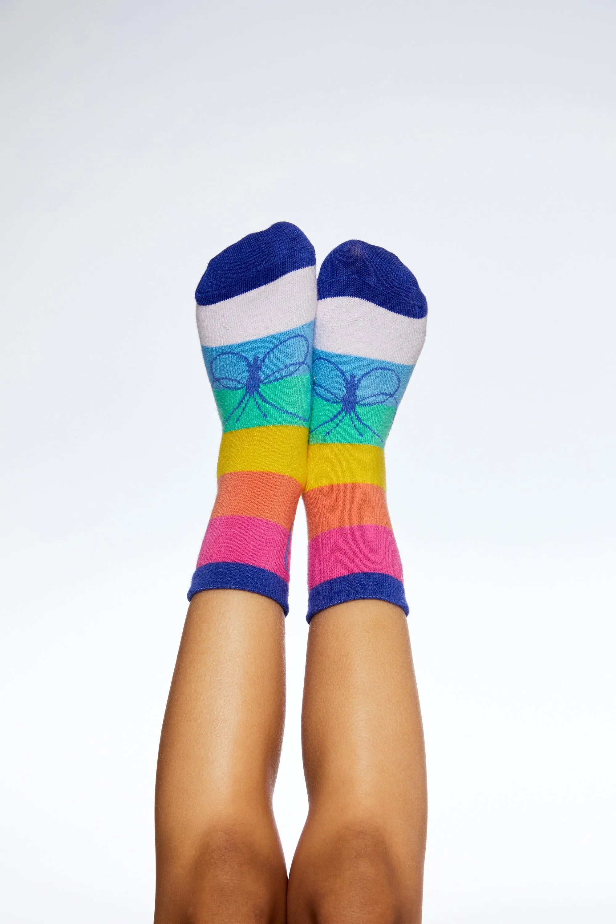 Deux par Deux Kids' Rainbow Jacquard Socks