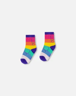 Deux par Deux Kids' Rainbow Jacquard Socks
