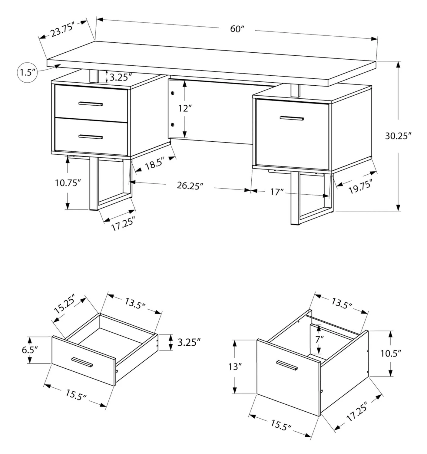 Elley Reversible Desk - Black